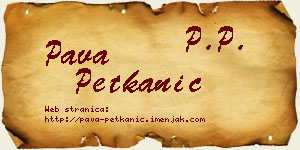 Pava Petkanić vizit kartica